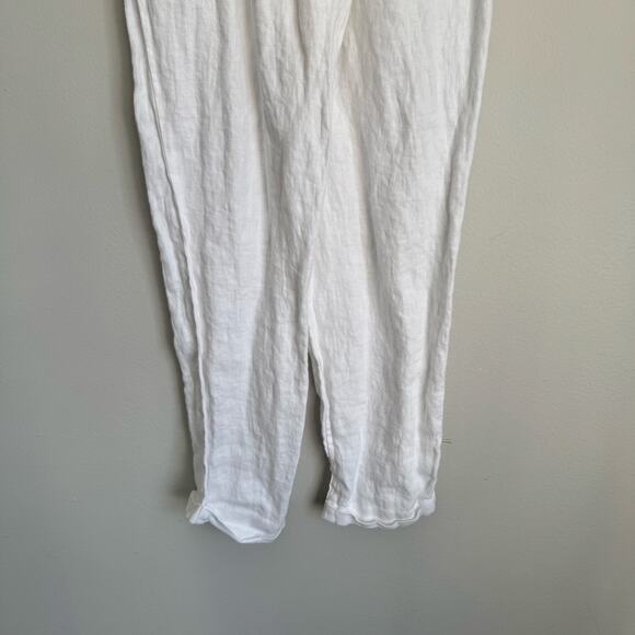 J. Crew Women's Linen Pants Size 00 White Pull-On Elastic Waist Beachy Coastal - Picture 8 of 14